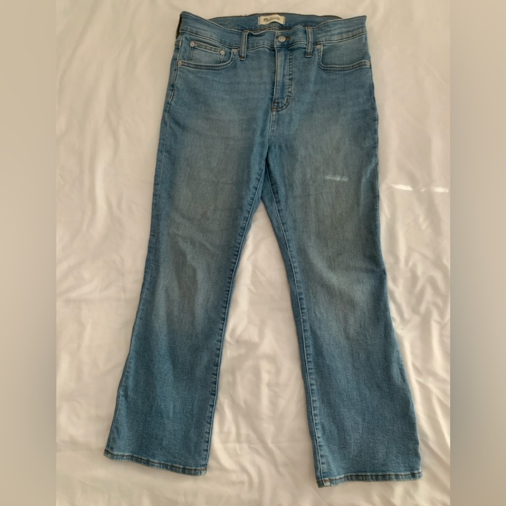 Madewell Mid Rise Kick Out Crop Flare Jeans Blue 29 - Picture 6 of 10